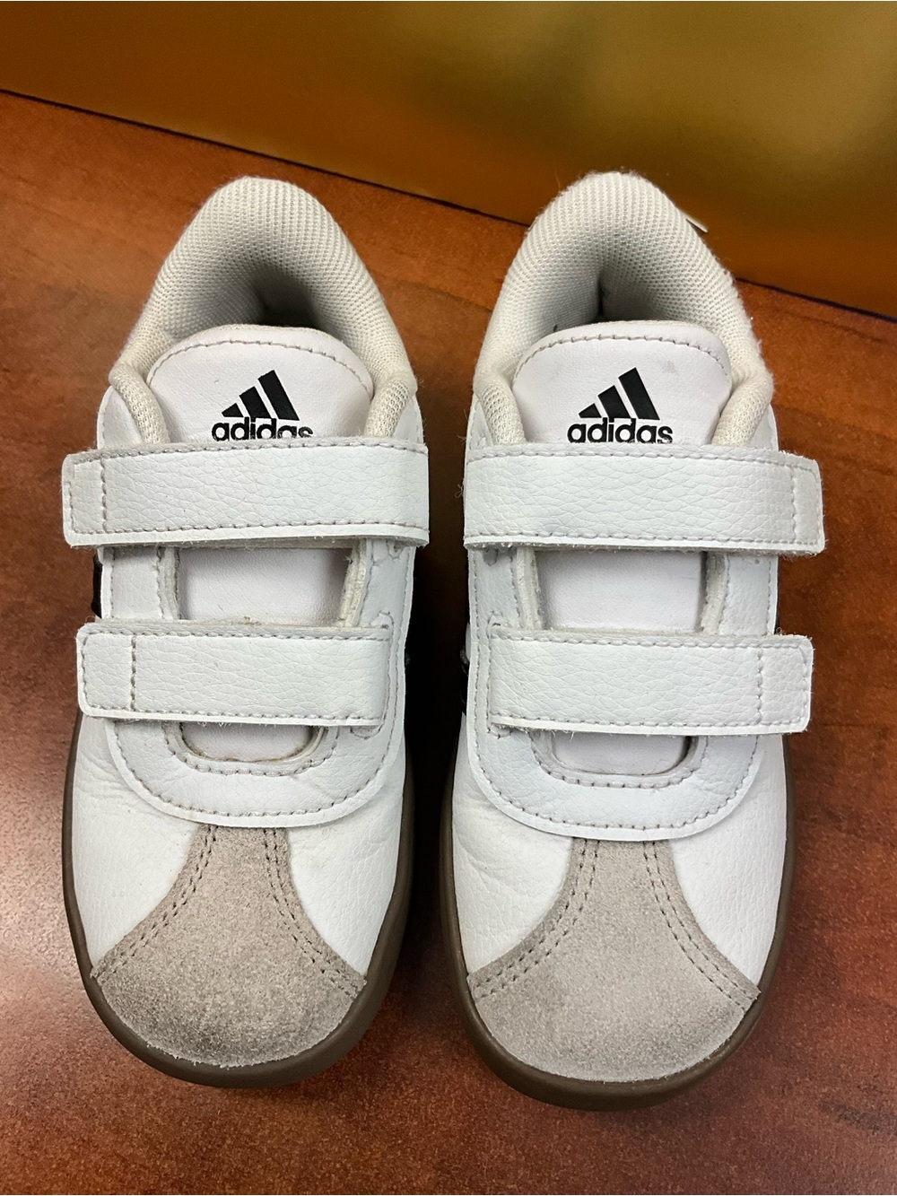 adidas Kids White and Light Gray Velcro Sneakers